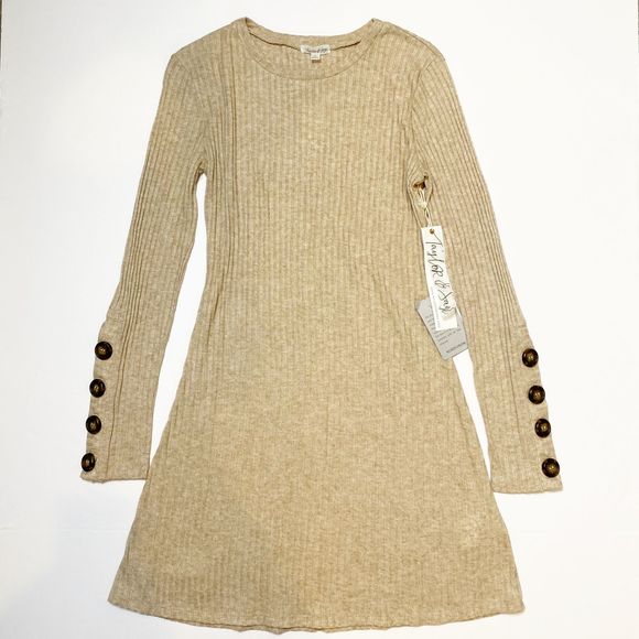 Taylor & Sage Dresses & Skirts - Taylor & Sage Button Sleeve Solid Knit Dress